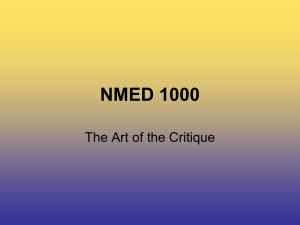 NMED 1000 The Art of the Critique