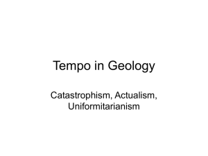 Tempo in Geology Catastrophism, Actualism, Uniformitarianism