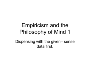 Empiricism and the Philosophy of Mind 1 – sense Dispensing with the given