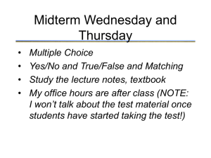 Midterm Wednesday and Thursday