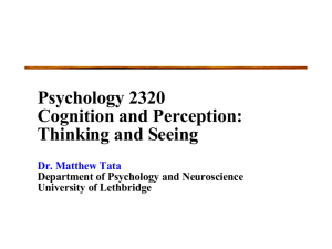 Psychology 2320 Cognition and Perception: Thinking and Seeing Dr. Matthew Tata