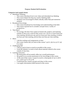 Purpose: Student Self-Evaluation  Categories (and sample items):   Stimulated Thinking