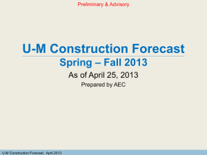 U-M Construction Forecast – Fall 2013 Spring As of April 25, 2013