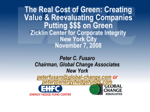 The Real Cost of Green: Creating Value &amp; Reevaluating Companies