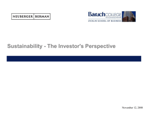 Sustainability - The Investor's Perspective November 12, 2008