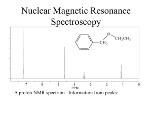 Nuclear Magnetic Resonance Spectroscopy A proton NMR spectrum.  Information from peaks: O