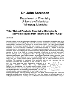 Dr. John Sorensen Department of Chemistry University of Manitoba