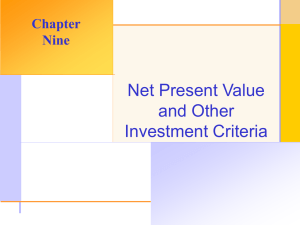 Net Present Value and Other Investment Criteria Chapter