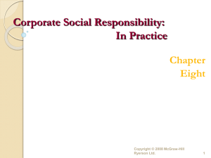 Corporate Social Responsibility: In Practice Chapter Eight