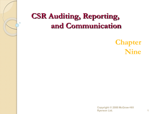 CSR Auditing, Reporting, and Communication Chapter Nine
