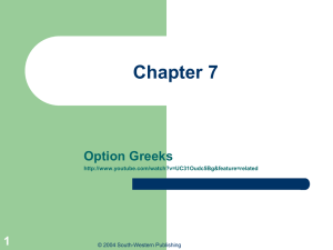 Chapter 7 Option Greeks 1 © 2004 South-Western Publishing