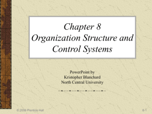 Chapter 8 Organization Structure and Control Systems PowerPoint by
