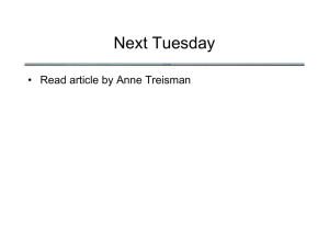 Next Tuesday • Read article by Anne Treisman