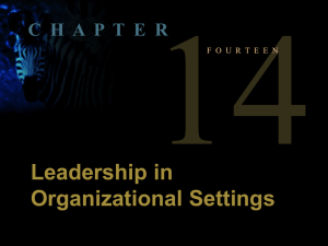 Leadership in Organizational Settings .