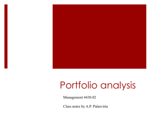 Portfolio analysis Management 4430.02 Class notes by A.P. Palasvirta