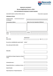 Bursary Application Form 2016  NEWCASTLE UNIVERSITY
