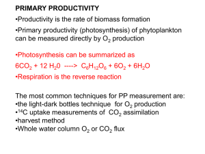 PRIMARY PRODUCTIVITY •Productivity is the rate of biomass formation
