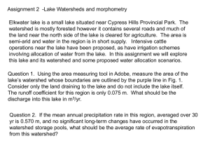 Assignment 2  -Lake Watersheds and morphometry