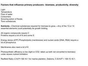 –biomass, productivity, diversity Factors that influence primary producers