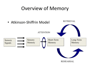 Overview of Memory • Atkinson-Shiffrin Model RETRIEVAL ATTENTION