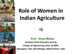 Role of Women in Indian Agriculture By Prof.  Vinod Malkar
