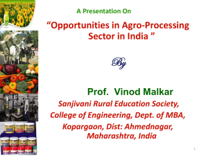 By “Opportunities in Agro-Processing Sector in India ” Prof.  Vinod Malkar