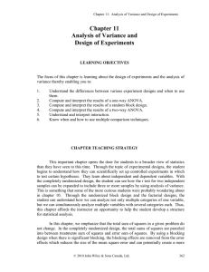 Chapter 11 Analysis of Variance and Design of Experiments