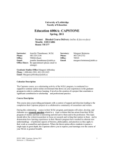 Education 6006A: CAPSTONE Spring, 2011