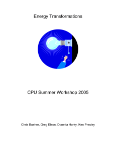 Energy Transformations  CPU Summer Workshop 2005
