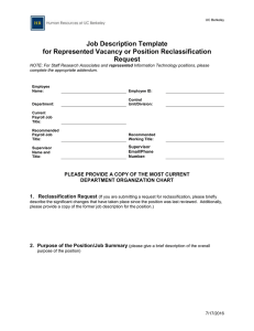 Job Description Template for Represented Vacancy or Position Reclassification Request