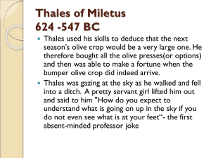 Thales of Miletus 624 -547 BC