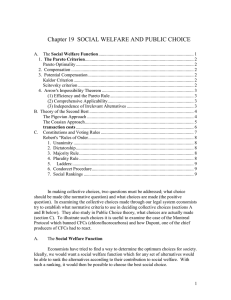 Chapter 19  SOCIAL WELFARE AND PUBLIC CHOICE