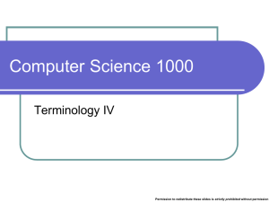 Computer Science 1000 Terminology IV strictly prohibited