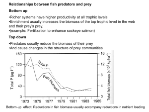 Relationships between fish predators and prey Bottom up