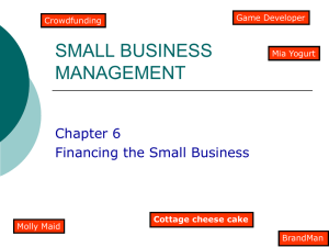 SMALL BUSINESS MANAGEMENT Chapter 6 Financing the Small Business