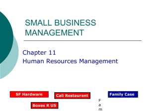 SMALL BUSINESS MANAGEMENT Chapter 11 Human Resources Management