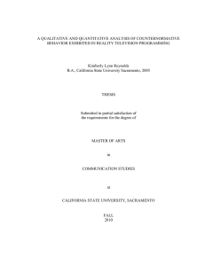 A QUALITATIVE AND QUANTITATIVE ANALYSIS OF COUNTERNORMATIVE  Kimberly Lynn Reynolds