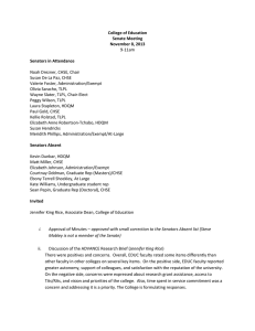 College of Education Senate Meeting November 8, 2013 Senators in Attendance
