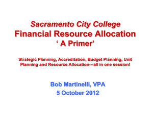 Financial Resource Allocation Sacramento City College ‘ A Primer’