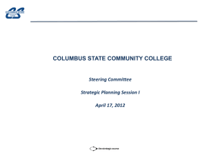 COLUMBUS STATE COMMUNITY COLLEGE Steering Committee Strategic Planning Session I April 17, 2012