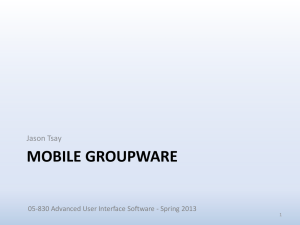 MOBILE GROUPWARE Jason Tsay 05-830 Advanced User Interface Software - Spring 2013 1