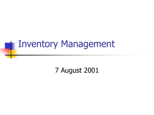 Inventory Management 7 August 2001