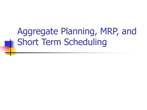 Aggregate Planning, MRP, and Short Term Scheduling