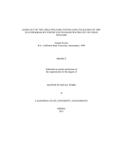 AGING OUT OF THE CHILD WELFARE SYSTEM AND UTILIZATION OF... PLUS PROGRAM BY FOSTER YOUTH EMANCIPATING OUT OF CHILD