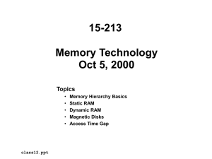 15-213 Memory Technology Oct 5, 2000 Topics