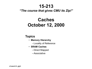 15-213 Caches October 12, 2000 Topics