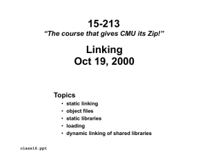 15-213 Linking Oct 19, 2000 Topics