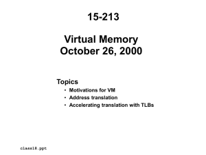 15-213 Virtual Memory October 26, 2000 Topics