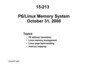 15-213 P6/Linux Memory System October 31, 2000 Topics