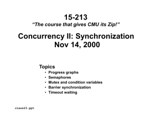 15-213 Concurrency II: Synchronization Nov 14, 2000 Topics